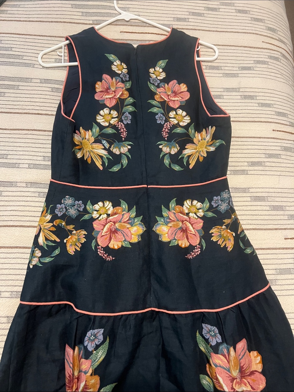 New FARM Rio Deep Indigo Blue Floral Linen Maira Sleeveless Dress Medium. - Picture 7 of 11